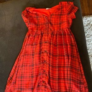 Old Navy red plaid Baby Doll dress size S.